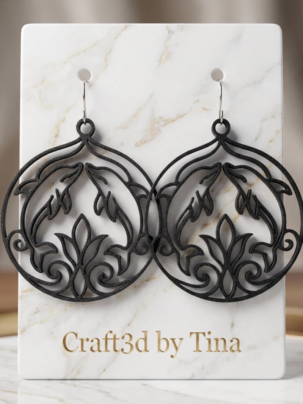 Craft3d by Tina Black Filigree Hoop Earrings